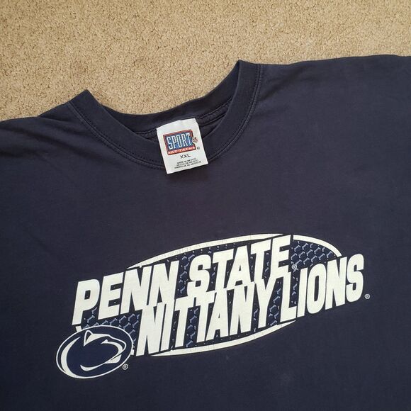 Vintage Thrashed Penn State Nittany Lions Size 2XL Mens Blue NCAA T-Shirt PSU - Picture 2 of 8